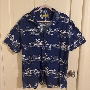 Kahala Men's Navy Short-Sleeve Island Print Button Shirt